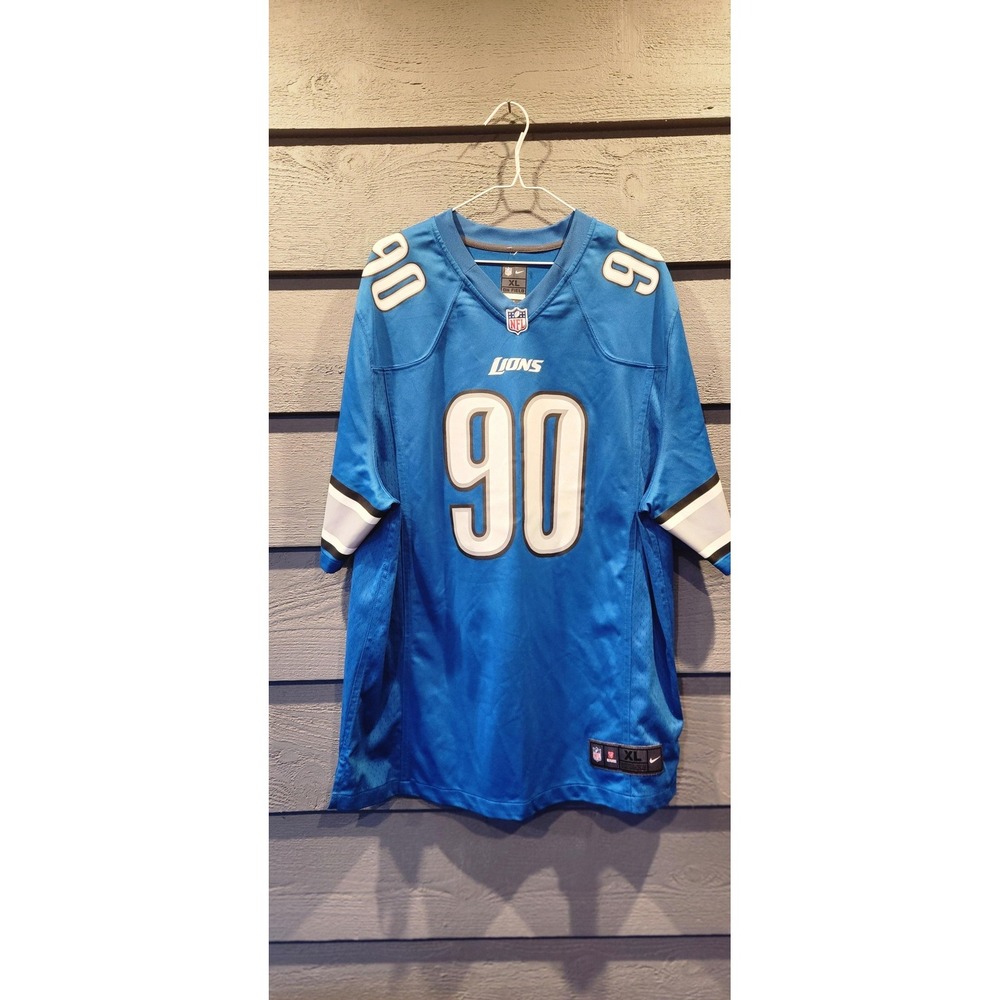Detroit Lions Jersey Mens XL Blue NFL Football Ndamukong Suh 90 Nike On Field
